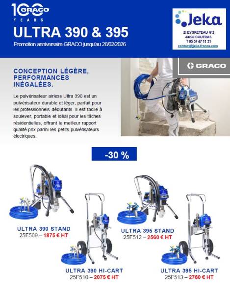 PROMO POMPES AIRLESS GRACO BATIMENT ULTRA 390 ULTRA 395 AQUITAINE